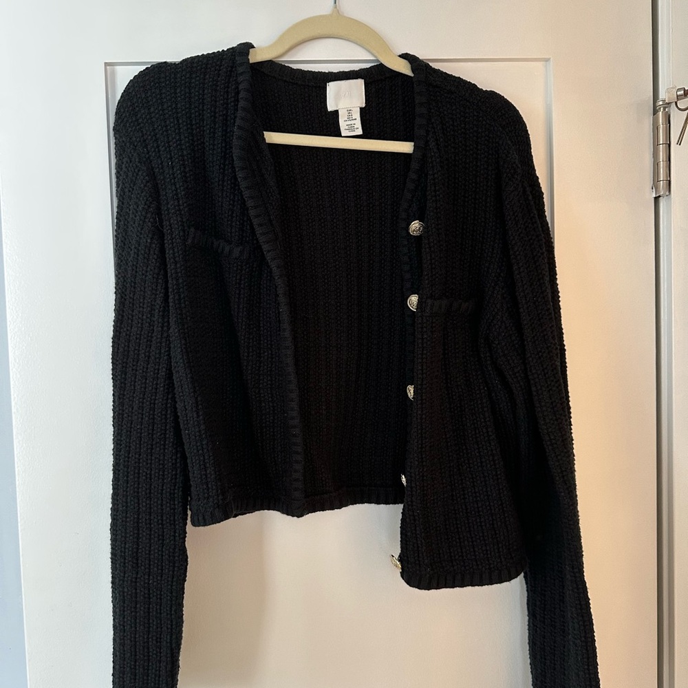 H&M Black Ribbed Cardigan